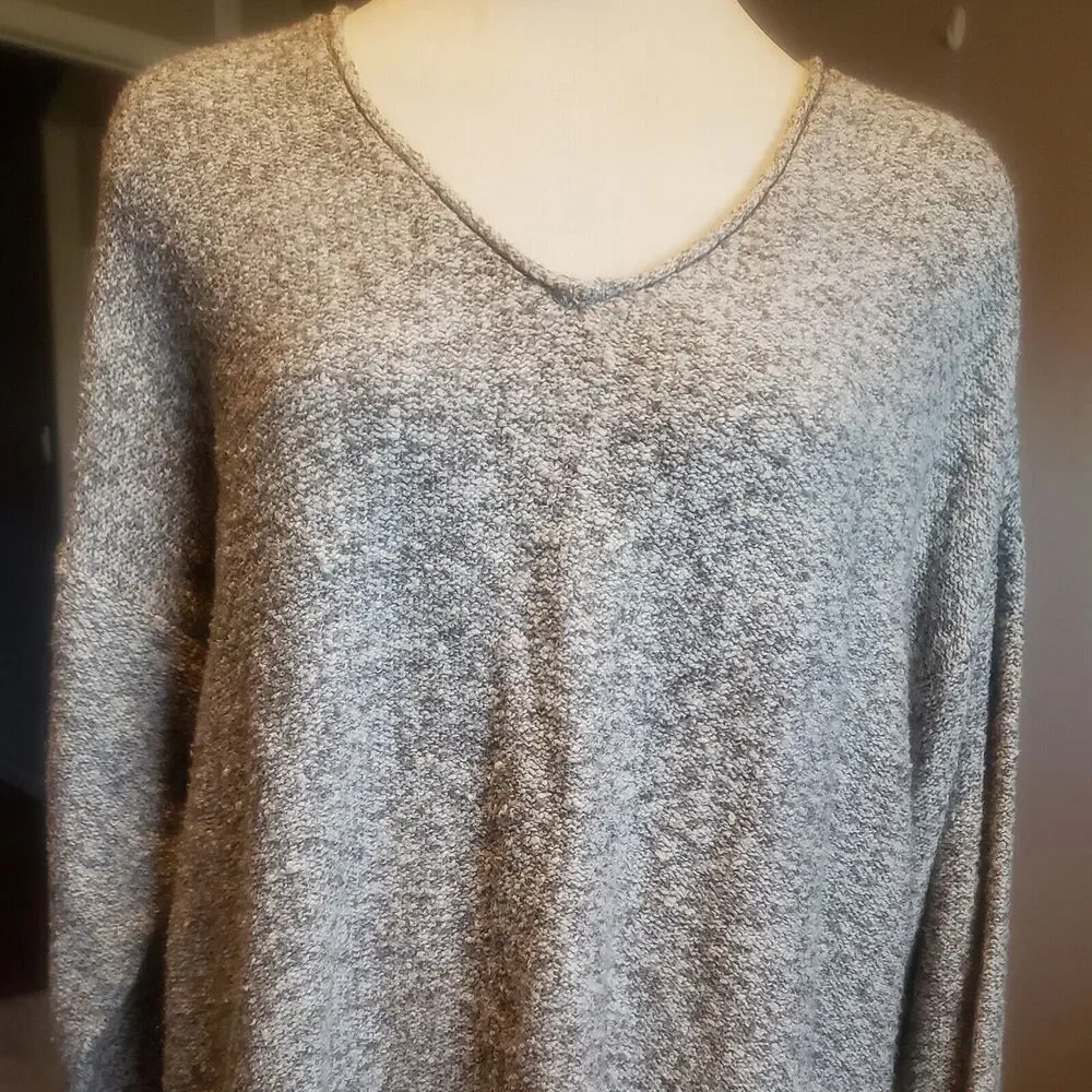 J. Jill Pure Jill Sweater Womens L Gray Knit Oversized Boho Lagenlook Pullover